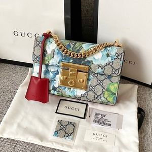 Limited Edition Gucci Padlock GG Canvas Blooms Bag